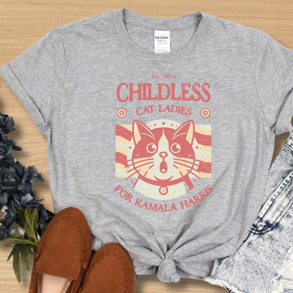 Kamala Harris Shirt Childless Cat Ladies For Kamala Harris 47 Pro Kamala - Picture 1 of 4